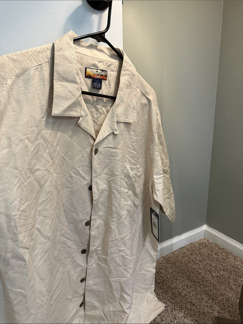 Men's Casual Short Sleeve Button Down Shirt - Cream